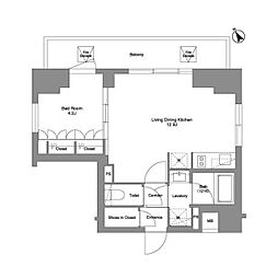 コンフォリア・リヴ駒込西ヶ原 1LDKの間取図画像