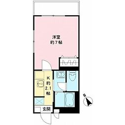 クレッセント山王 1Kの間取図画像