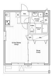 アーバンパーク六町 1階1LDKの間取り