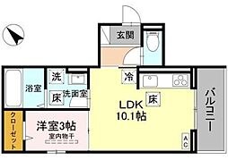 クレシア武蔵浦和 1階1LDKの間取り