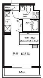 Graces東中野 2階1Kの間取り