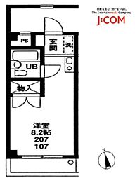 ラピュタ浜田山 1Kの間取図画像