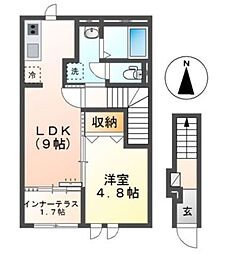 T-5テラス 1LDKの間取図画像