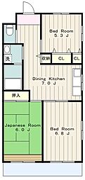 サニーコート 3DKの間取図画像