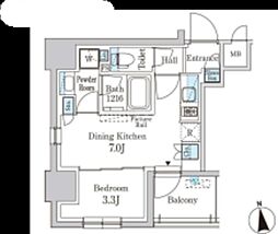 パークアクシス神田レジデンス 9階1DKの間取り