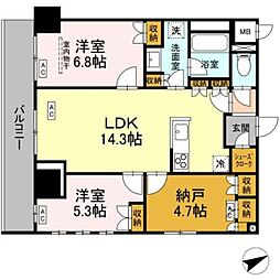 サンジョイアゼロ 3階2SLDKの間取り