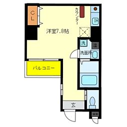 JR大阪環状線 西九条駅 徒歩4分の賃貸マンション 3階ワンルームの間取り