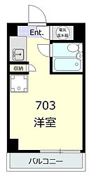 ヴェラハイツ日本橋 7階ワンルームの間取り