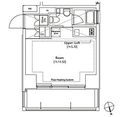 カスタリア中延 10階ワンルームの間取り