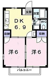 ファミールあぞの2 2DKの間取図画像