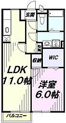 クレッセントガーデン 1階1LDKの間取り