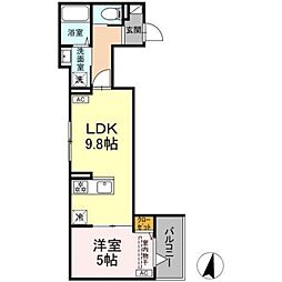 セレスティア大島 2階1LDKの間取り
