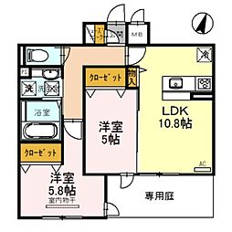 南海線 泉大津駅 徒歩18分の賃貸アパート 1階2LDKの間取り