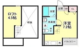 Spring Coast 1階ワンルームの間取り