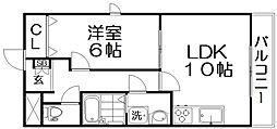 グランコスモ交野 1LDKの間取図画像