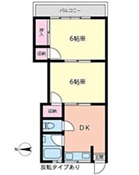 コーポ吉川 2階2DKの間取り