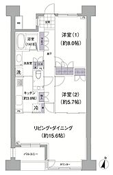 アビティ目黒 5階2LDKの間取り