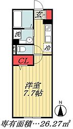 JR総武線 本八幡駅 徒歩20分の賃貸アパート 2階1Kの間取り