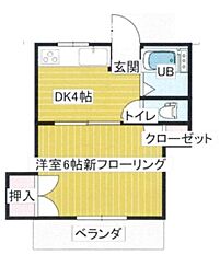 ハイツニコウ 3階1Kの間取り