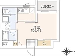 グランデュオ世田谷13 1Kの間取図画像