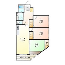 コンフォール長吉 3LDKの間取図画像