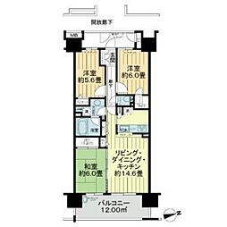 ミディオンセンターレジデンス 3LDKの間取図画像