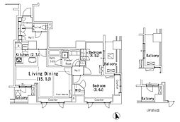 パークアクシス代官山 6階2LDKの間取り
