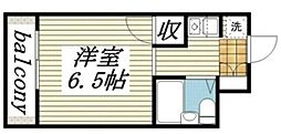 エバーグレイス分倍 1Kの間取図画像