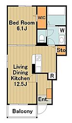 スカイデュー 1階1LDKの間取り