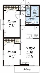 リブリ・ディアン 2LDKの間取図画像