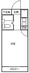 ビリジアン目白 2階1Kの間取り