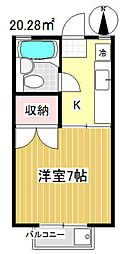 アップルハウス 1Kの間取図画像