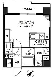 レジデンスみその 3階1Kの間取り