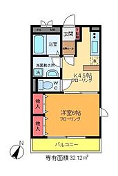 ジュエルコートC 1Kの間取図画像