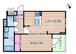 カーサフェリーチェ 1階1LDKの間取り