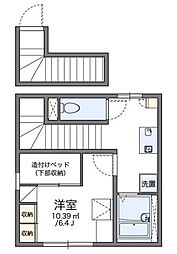 レオパレスメープル 2階1Kの間取り