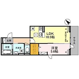フォンテーヌA 1LDKの間取図画像
