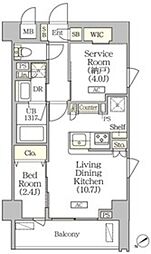 オルサス清澄白河リバーフロント 7階1SLDKの間取り