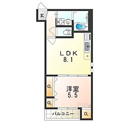フジパレス津久野V番館 1LDKの間取図画像