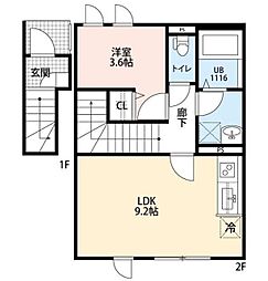 アムール Clef 3 1LDKの間取図画像