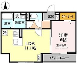 仮称D-ROOM春日部南一丁目 3階1LDKの間取り
