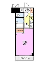 レジデンス米山 1Kの間取図画像