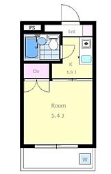 ハイタウン目黒 1Kの間取図画像
