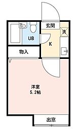 パティオ稔台A 1Kの間取図画像