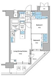 ルフォンプログレ秋葉原マークス 13階2LDKの間取り