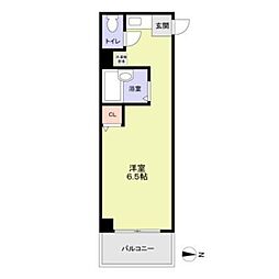 エクラ山科 3階ワンルームの間取り