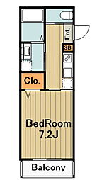 モリオンパレス 2階1Kの間取り