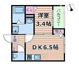 リバーサイド碧 1Kの間取図画像
