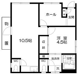 コーポ森 1階1LDKの間取り