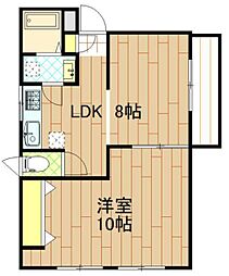 グランドア越野 2DKの間取図画像